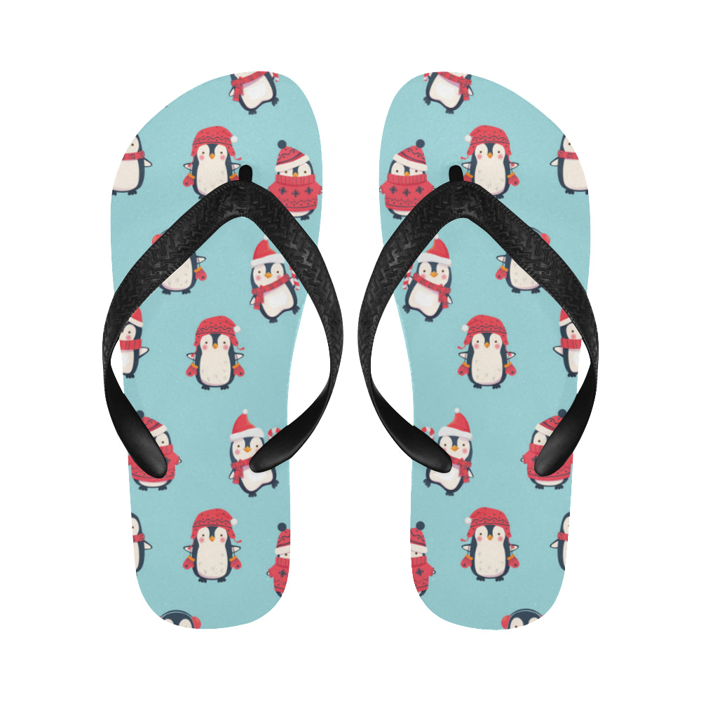 Cute penguin christmas  design pattern Unisex Flip Flops