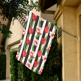 red and white tulips pattern House Flag Garden Flag