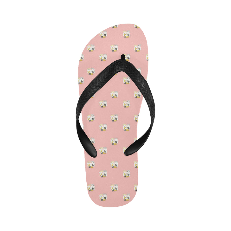 Cute hamster cheese pattern pink background Unisex Flip Flops