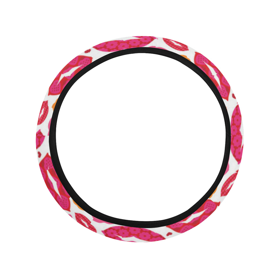 Lips Pattern Print Design 01 Car Steering Wheel Cover