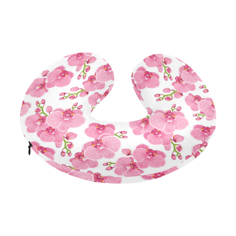 pink purple orchid pattern background U-Shaped Travel Neck Pillow