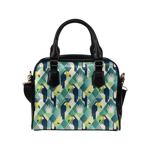 Toucan tropical leaves design pattern Shoulder Handbag