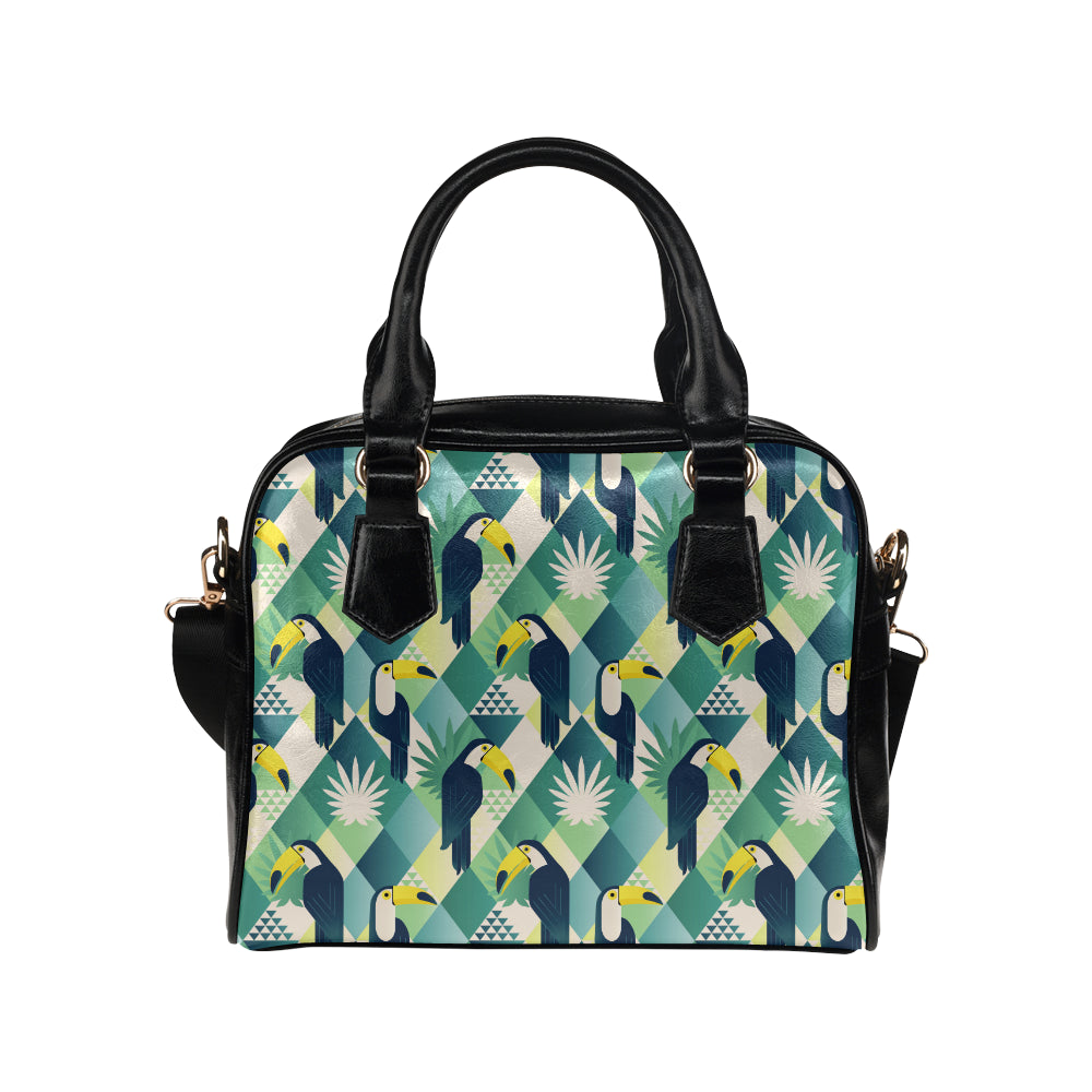 Toucan tropical leaves design pattern Shoulder Handbag