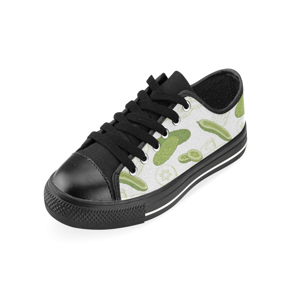 Cucumber sketch pattern Men's Low Top Canvas Shoes Black