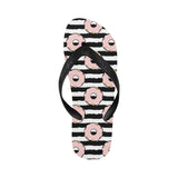 Donuts pink icing striped pattern Unisex Flip Flops