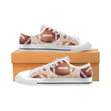 American football ball design pattern Men's Low Top Shoes White