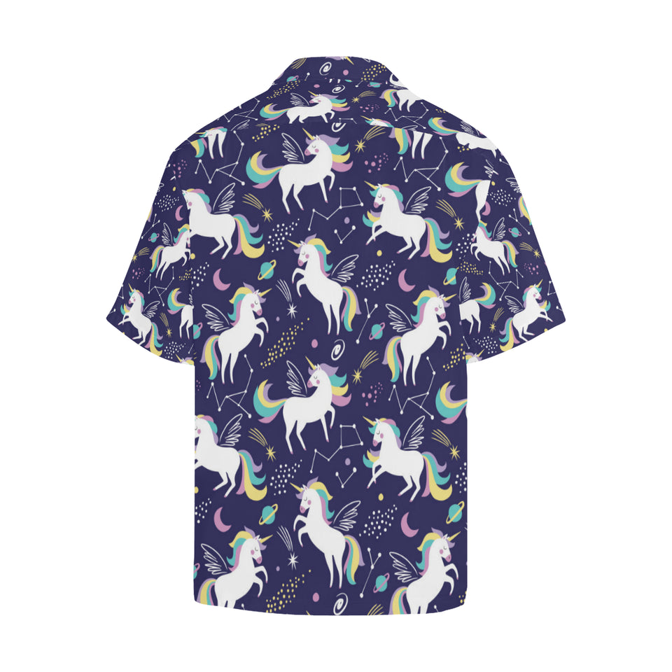 Hand drawn cute unicorn star planet Men's All Over Print Hawaiian Shirt