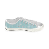 Snowflake pattern blue stripe background Women's Low Top Canvas Shoes White
