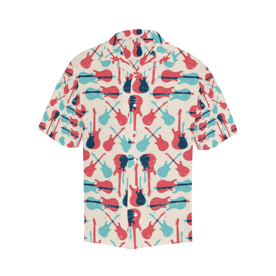 Red Blue guitar pattern Men's All Over Print Hawaiian Shirt