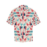 Red Blue guitar pattern Men's All Over Print Hawaiian Shirt