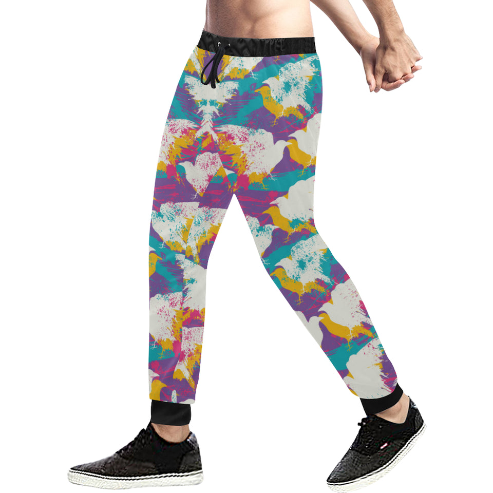 Colorful crow illustration pattern Unisex Casual Sweatpants