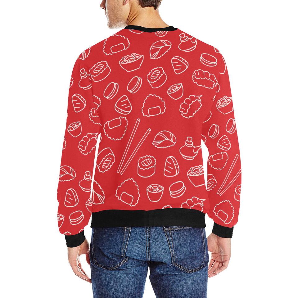 sushi pattern red background Men's Crew Neck Sweatshirt