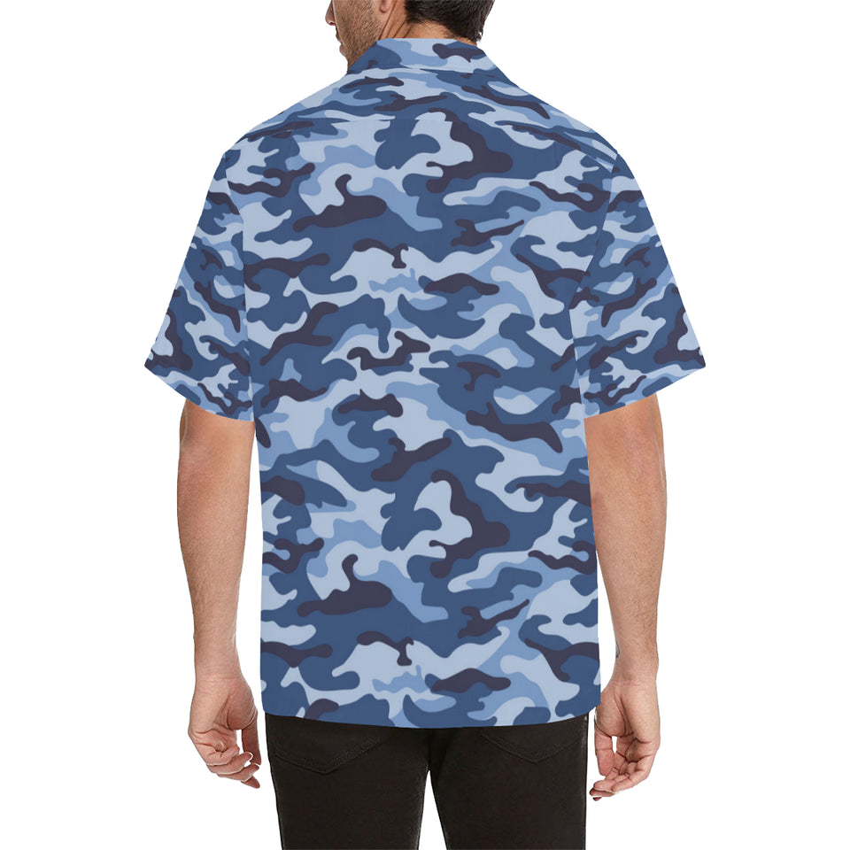 Blue camouflage pattern Men's All Over Print Hawaiian Shirt