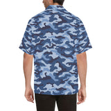 Blue camouflage pattern Men's All Over Print Hawaiian Shirt