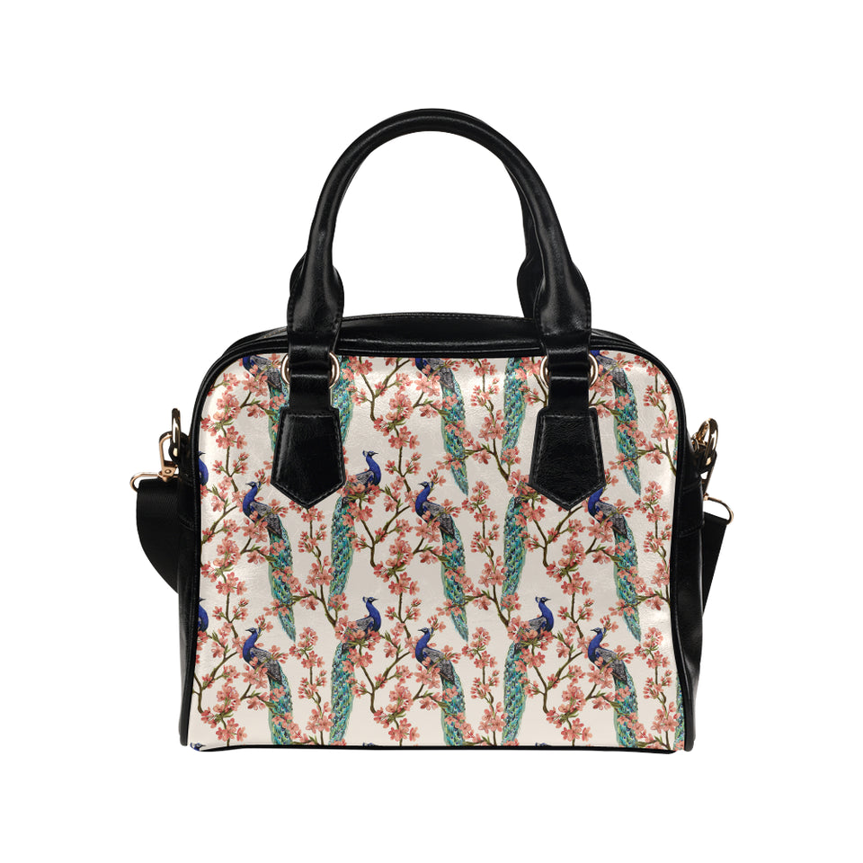 Peacock tropical flower pattern Shoulder Handbag