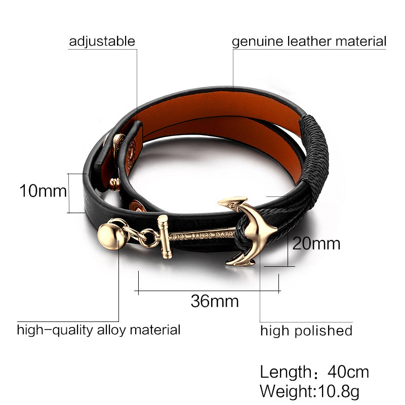 Leather Anchor Bracelet For Men Guys Women  Ccnc006 Bt0152