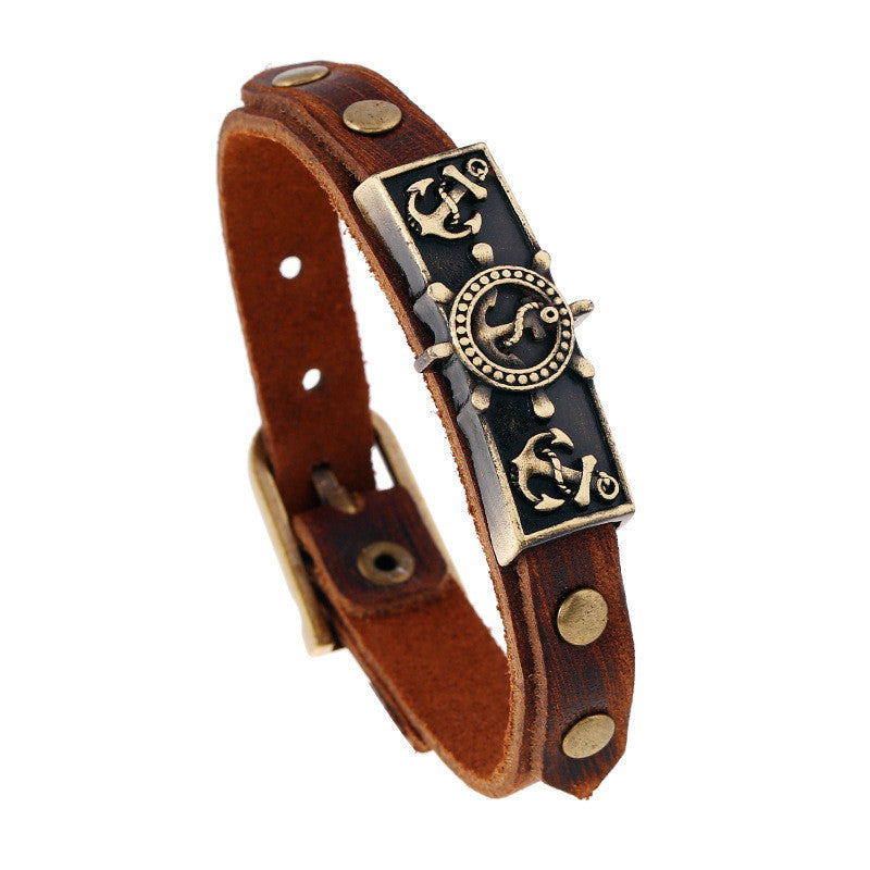 Leather Anchor Bracelet For Men Guys Women Ccnc006 Bt0136