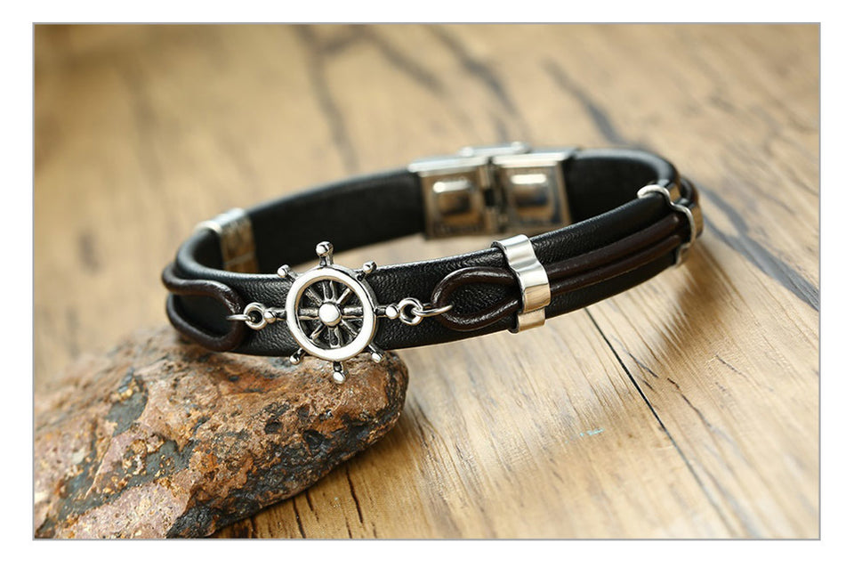 Leather Anchor Bracelet For Men Guys Women  Ccnc006 Bt0204