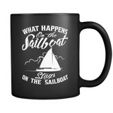 Black Mug-What Happens On The Sailboat Stays On The Sailboat ccnc007 sb0009
