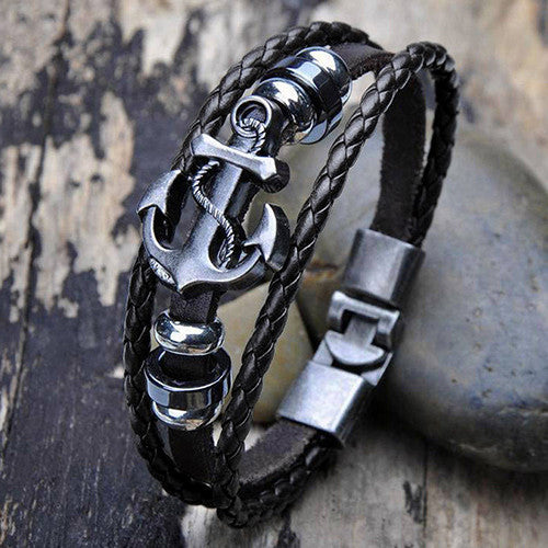 Leather Anchor Rope Bracelet For Men Guys Women  Ccnc006 Bt0139