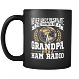 Black Mug-Never Underestimate The Power of a Grandpa With a Ham Radio V.2 ccnc001 hr0030