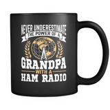 Black Mug-Never Underestimate The Power of a Grandpa With a Ham Radio V.2 ccnc001 hr0030