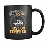 Black Mug-Never Underestimate an Old Woman With a Boston Terrier dg0046