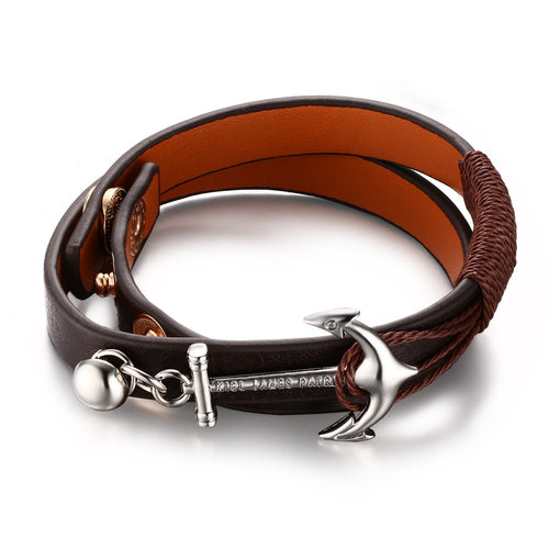 Leather Anchor Bracelet For Men Guys Women  Ccnc006 Bt0152