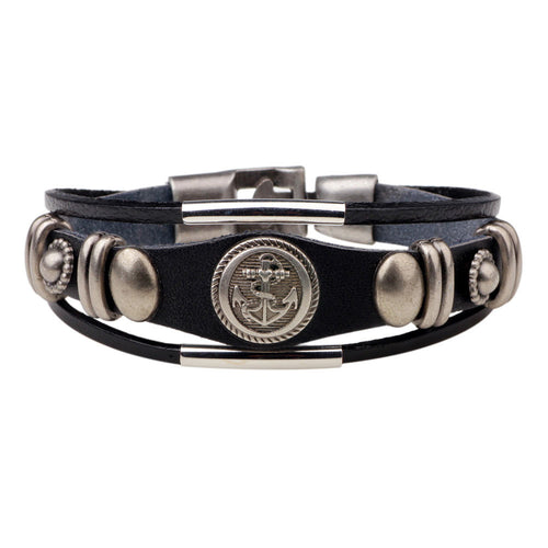 Leather Anchor Bracelet For Men Guys Women   Ccnc006 Bt0135