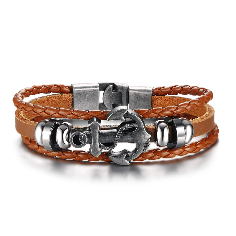 Leather Anchor Rope Bracelet For Men Guys Women  Ccnc006 Bt0139