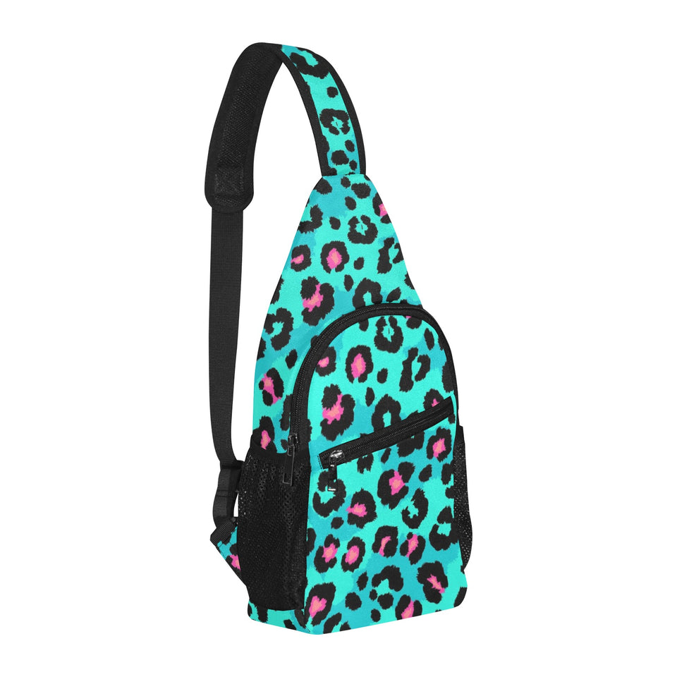 Green leopard skin print pattern All Over Print Chest Bag