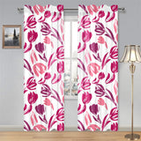 pink sketch tulip pattern Gauze Curtain