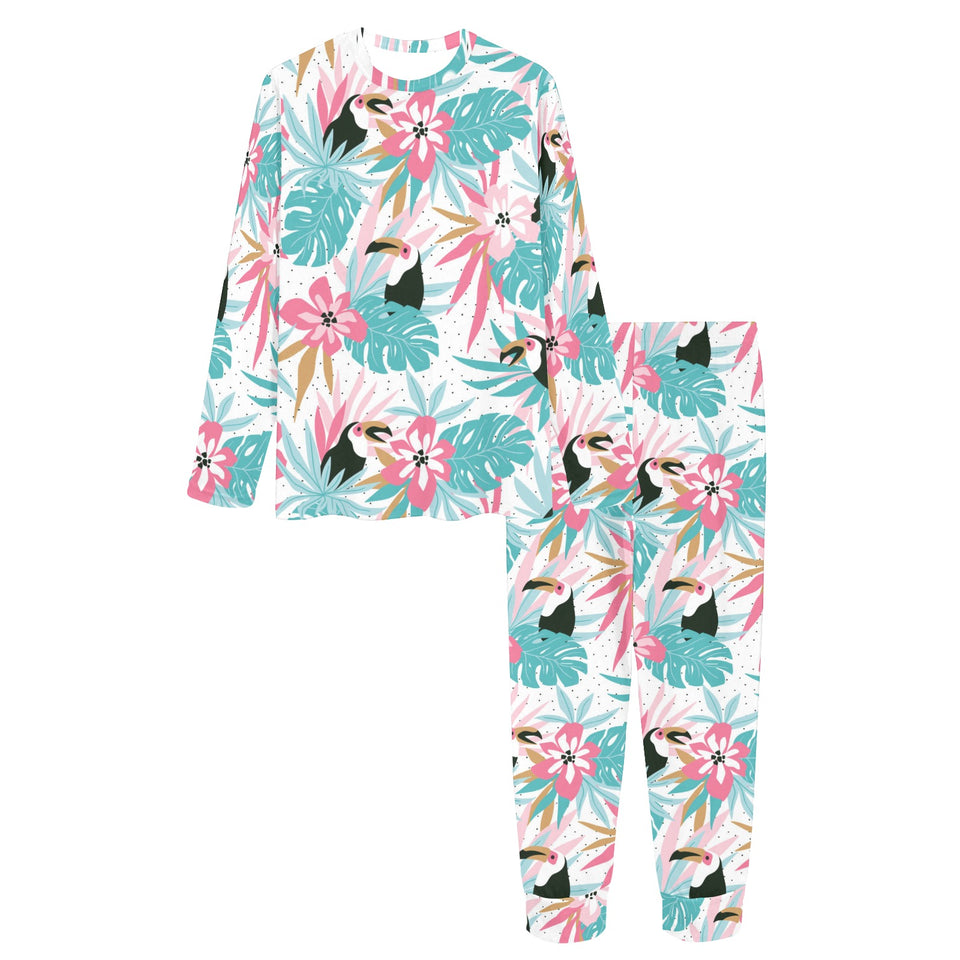 Toucan tropical flower leave pattern Women's All Over Print Pajama Set