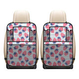 Strawberry pattern blue lines background Car Seat Back Organizer