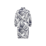 Guava tropical hand drawn pattern Men's Long Sleeve Belted Night Robe