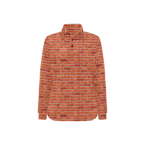Brick Printed Pattern Print Design 03 Women's Long Sleeve Polo Shirt
