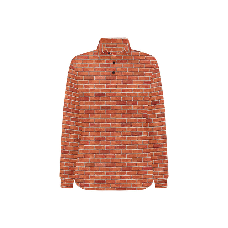 Brick Printed Pattern Print Design 03 Women's Long Sleeve Polo Shirt