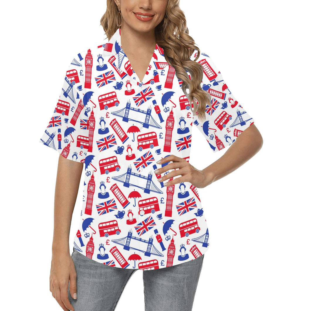 British Pattern Print Design 01 Women's All Over Print Hawaiian Shirt