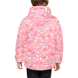 Pink donut glaze candy pattern Kids' Boys' Girls' Padded Hooded Jacket