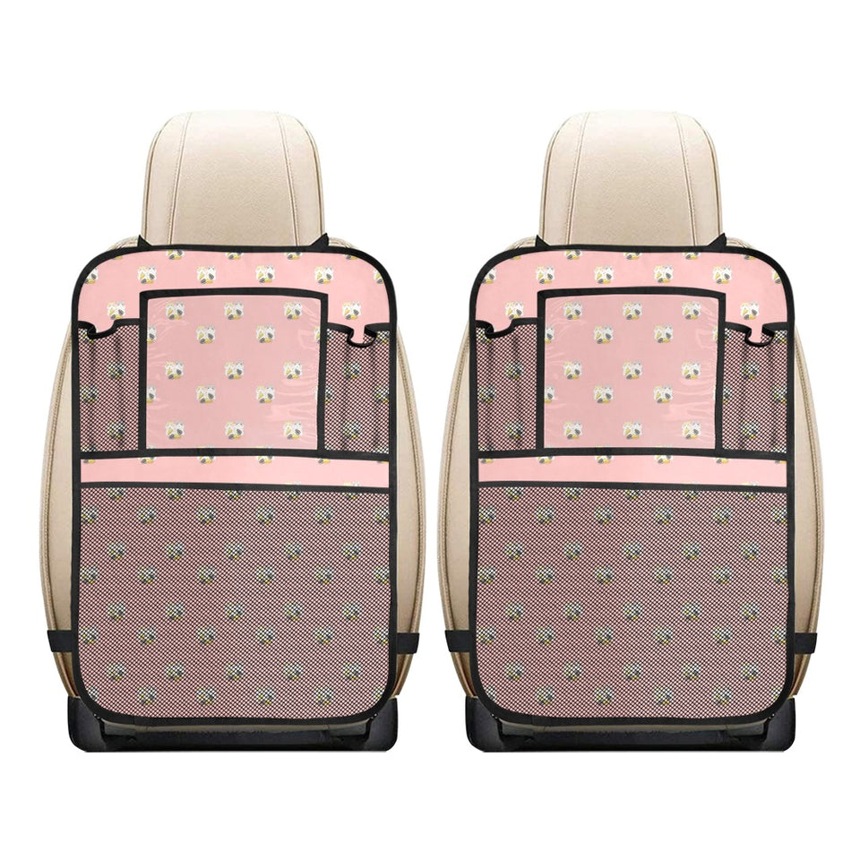Cute hamster cheese pattern pink background Car Seat Back Organizer