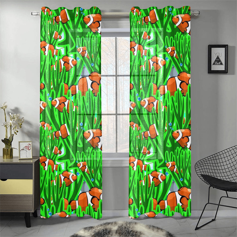 Clown Fish Pattern Print Design 01 Gauze Curtain