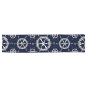 nautical steering wheel design pattern Table Runner