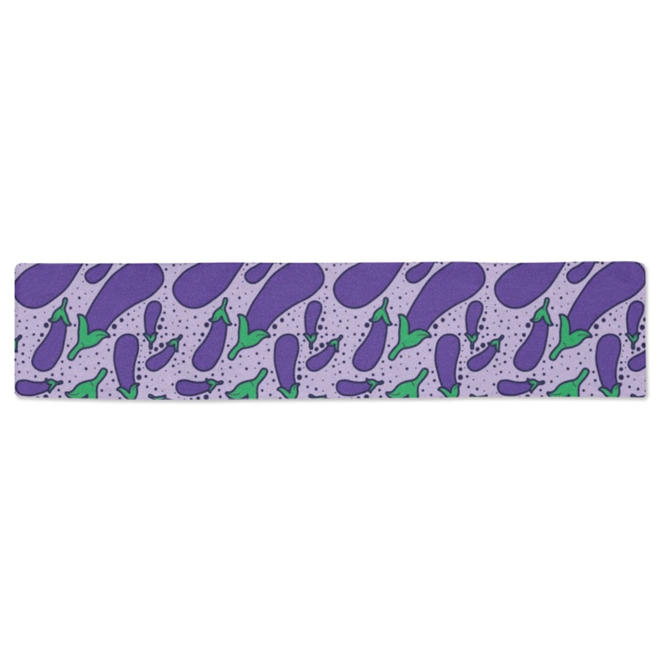 Eggplant Pattern Print Design 03 Table Runner