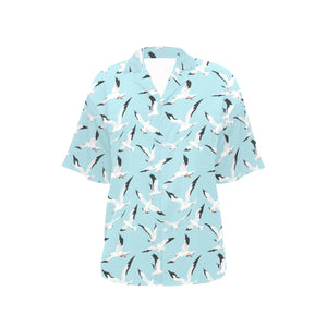 Seagull Pattern Print Design 01 Women's All Over Print Hawaiian Shirt