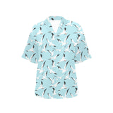 Seagull Pattern Print Design 01 Women's All Over Print Hawaiian Shirt