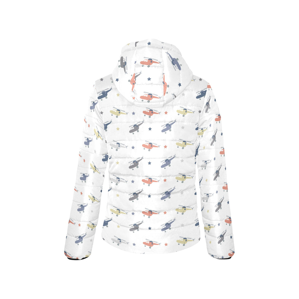 Cute helicopter star pattern Women's Padded Hooded Jacket