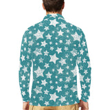 Vintage star pattern Men's Long Sleeve Polo Shirt
