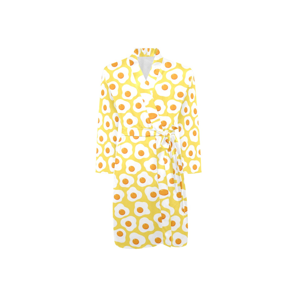 Fried Eggs Pattern Print Design 05 Men's Long Sleeve Belted Night Robe