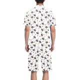 Ostrich Pattern Print Design 02 Men's V-Neck Short Pajama Set