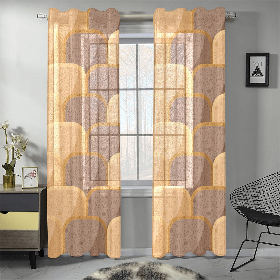 Bread Toast Pattern Print Design 04 Gauze Curtain